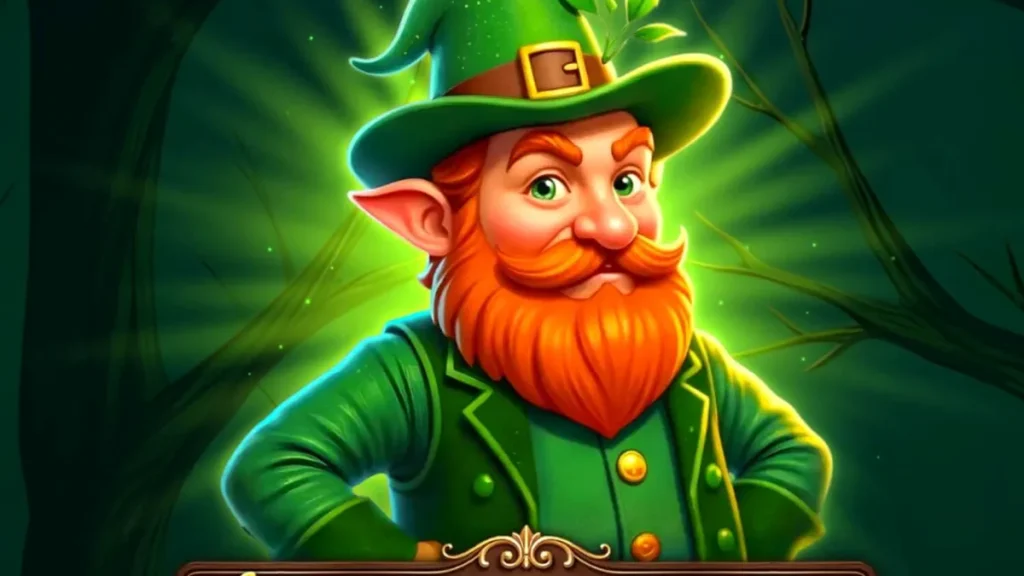 Tampilan visual slot Majestic Leprechaun dengan tema Irlandia yang hijau dan magis