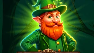 Tampilan visual slot Majestic Leprechaun dengan tema Irlandia yang hijau dan magis